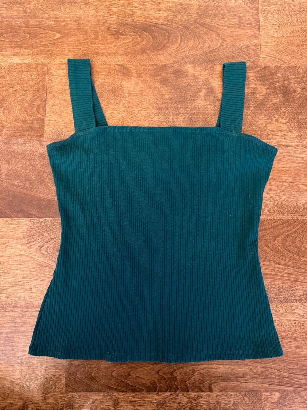 Reformation Jeans Green Ribbed Square Neck Tank Top Size S